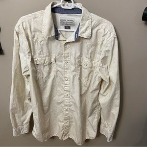 Cody James Western Mens Beige Print Snap Front Shirt - Cowboy/ Rodeo-size L